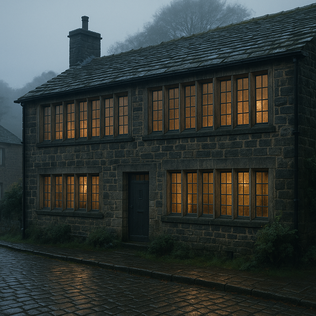 Stone handloom weaver's cottage in West Yorkshire illustrating handloom weaving history england cottage industry