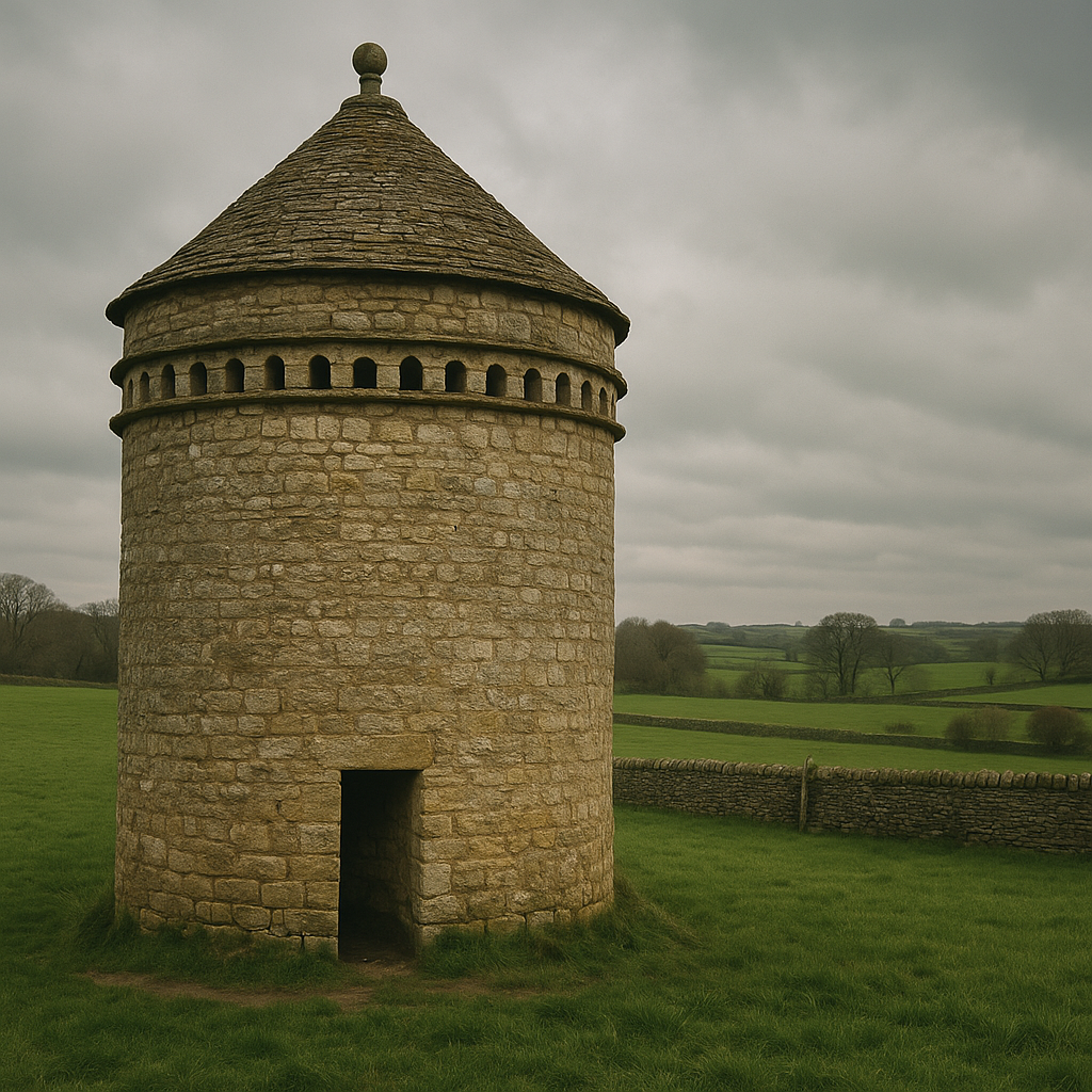 A medieval stone dovecote in rural England, central to the history of pigeon keeping in Britain